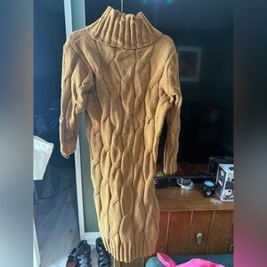 Cozy Cable Knit Turtleneck Sweater dress